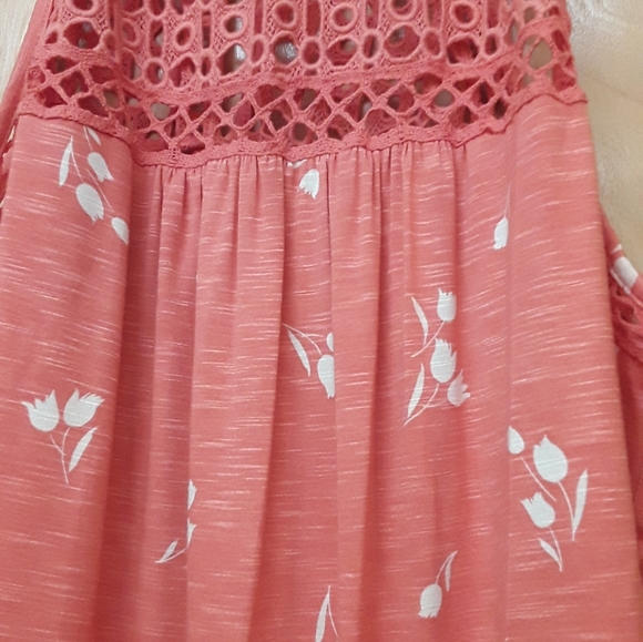 Daniel Rainn Anthro Pink White Floral Boho Crochet Tank Top S - Picture 8 of 9